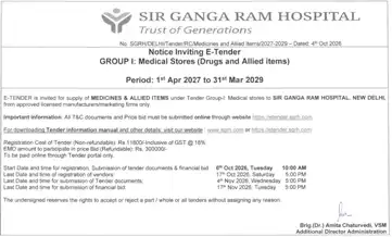 Notice Inviting E-Tender GROUP I: Medical Stores (Drugs and Allied items)